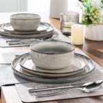 GBHOME 24 Pieces Double Bowls Ceramic Dinnerware Sets for 6, Stoneware Plates an... - Image 7