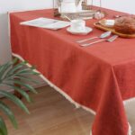 100% Pure Linen Tablecloth with Tassel, Boho Farmhouse Decor Natural Table Cloth... - Image 3