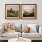 MUDECOR Premium Framed Wall Art Pastoral Landscape with Figure and Meadows in Cl... - Image 4