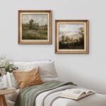 MUDECOR Premium Framed Wall Art Pastoral Landscape with Figure and Meadows in Cl... - Image 5