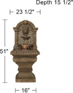 Royal Lions Head 51" High Large Italian Outdoor Decor Faux Stone Floor Fountain ... - Image 5