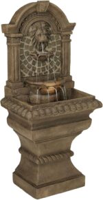 Royal Lions Head 51" High Large Italian Outdoor Decor Faux Stone Floor Fountain ... - Image 6