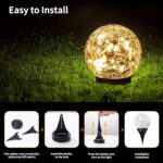 JKIMK Solar Globe Lights Outdoor Waterproof - Cracked Glass Ball Lights for Gard... - Image 5