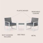 JONATHAN Y LVG1101A-3SET Selby 3-Piece Modern Coastal Faux Wicker Conversation O... - Image 4