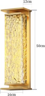 Luxury Outdoor Wall Sconce, Modern All-Copper Wall Lamp with Water-Ripple Glass,... - Image 9