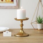 Hosley Aluminum Metal Decorative Pillar Candle Holder Gold Finish for Candles or... - Image 3