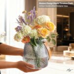 Nordic Handcrafted Crystal Glass Flower Vase with Vegan Leather Handle – Smoke G... - Image 6