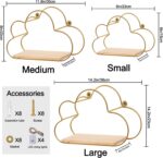 Golden Cloud Shape Floating Shelves with LED Lights Wall Decor,Gold Metal Wire a... - Image 3