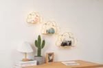 Golden Cloud Shape Floating Shelves with LED Lights Wall Decor,Gold Metal Wire a... - Image 6