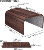 Sofa Arm Tray,Walnut Wood Folding Couch Arm Trays,Sofa Armrest Tray with Anti-Sl... - Image 3