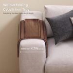 Sofa Arm Tray,Walnut Wood Folding Couch Arm Trays,Sofa Armrest Tray with Anti-Sl... - Image 4