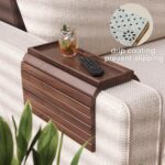 Sofa Arm Tray,Walnut Wood Folding Couch Arm Trays,Sofa Armrest Tray with Anti-Sl... - Image 6