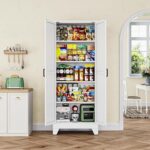 Letaya 75" H Metal Storage Cabinet with 2 Doors and 4 Shelves,Tall Kitchen Pantr... - Image 3