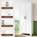 Letaya 75" H Metal Storage Cabinet with 2 Doors and 4 Shelves,Tall Kitchen Pantr... - Image 5