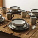 Stone Lain Lucy Porcelain 16-Piece Round Dinnerware Set, Beige - Image 9