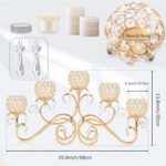 Gold 5 Arms 26.8 Inches Wide Crystal Pendant Bowl Tea Light Candle Holder, Large... - Image 3