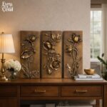 EvruCexul Vintage Floral Wall Sculpture, Antique Bronze Resin Wall Art with Orna... - Image 5