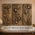 EvruCexul Vintage Floral Wall Sculpture, Antique Bronze Resin Wall Art with Orna... - Image 6