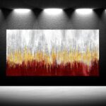 iKNOW FOTO Modern Abstract Canvas Wall Art Dark Red Grey and Gold Painting Print... - Image 3