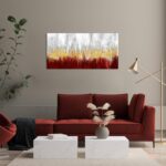 iKNOW FOTO Modern Abstract Canvas Wall Art Dark Red Grey and Gold Painting Print... - Image 4