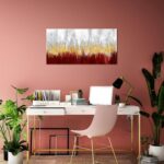 iKNOW FOTO Modern Abstract Canvas Wall Art Dark Red Grey and Gold Painting Print... - Image 5