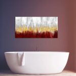 iKNOW FOTO Modern Abstract Canvas Wall Art Dark Red Grey and Gold Painting Print... - Image 6