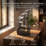 14" Indoor Tabletop Fountain, 5-Tier Modern Waterfall with LED Light and Natural... - Image 3