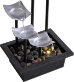 14" Indoor Tabletop Fountain, 5-Tier Modern Waterfall with LED Light and Natural... - Image 9