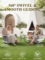 3-Piece Patio Furniture Set, Outdoor Swivel Rocking Chairs with 4" Thick Cushion... - Image 3