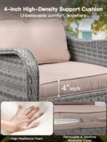 3-Piece Patio Furniture Set, Outdoor Swivel Rocking Chairs with 4" Thick Cushion... - Image 5
