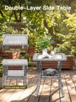 3-Piece Patio Furniture Set, Outdoor Swivel Rocking Chairs with 4" Thick Cushion... - Image 7