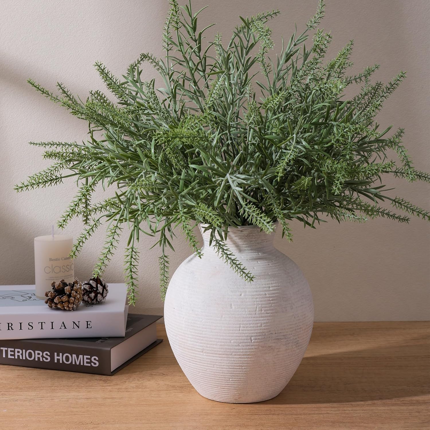 Ceramic Flower Vase Home Decor, 7.4 in Farmhouse Table Vases Rustic Vintage Livi... - Image 3