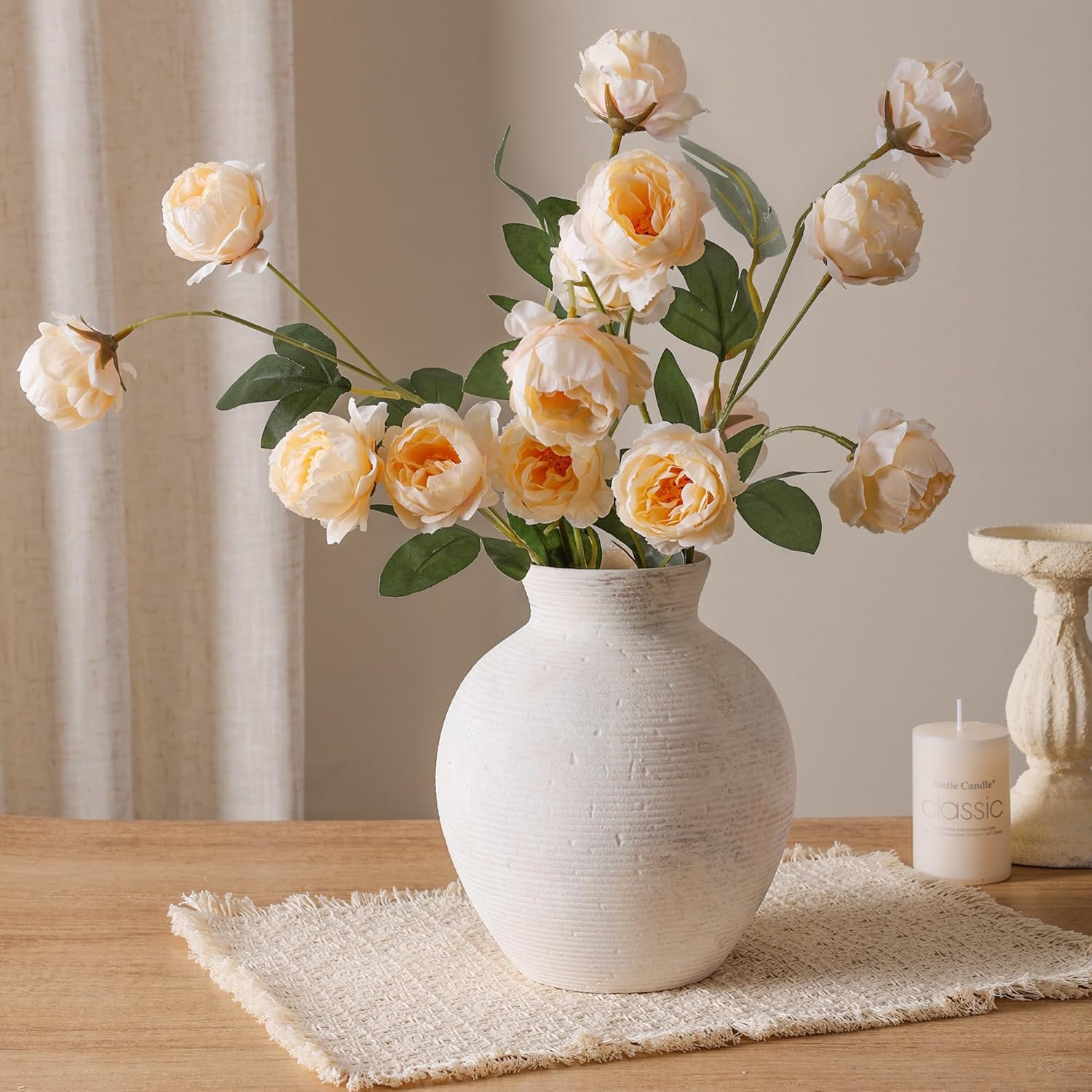 Ceramic Flower Vase Home Decor, 7.4 in Farmhouse Table Vases Rustic Vintage Livi... - Image 5