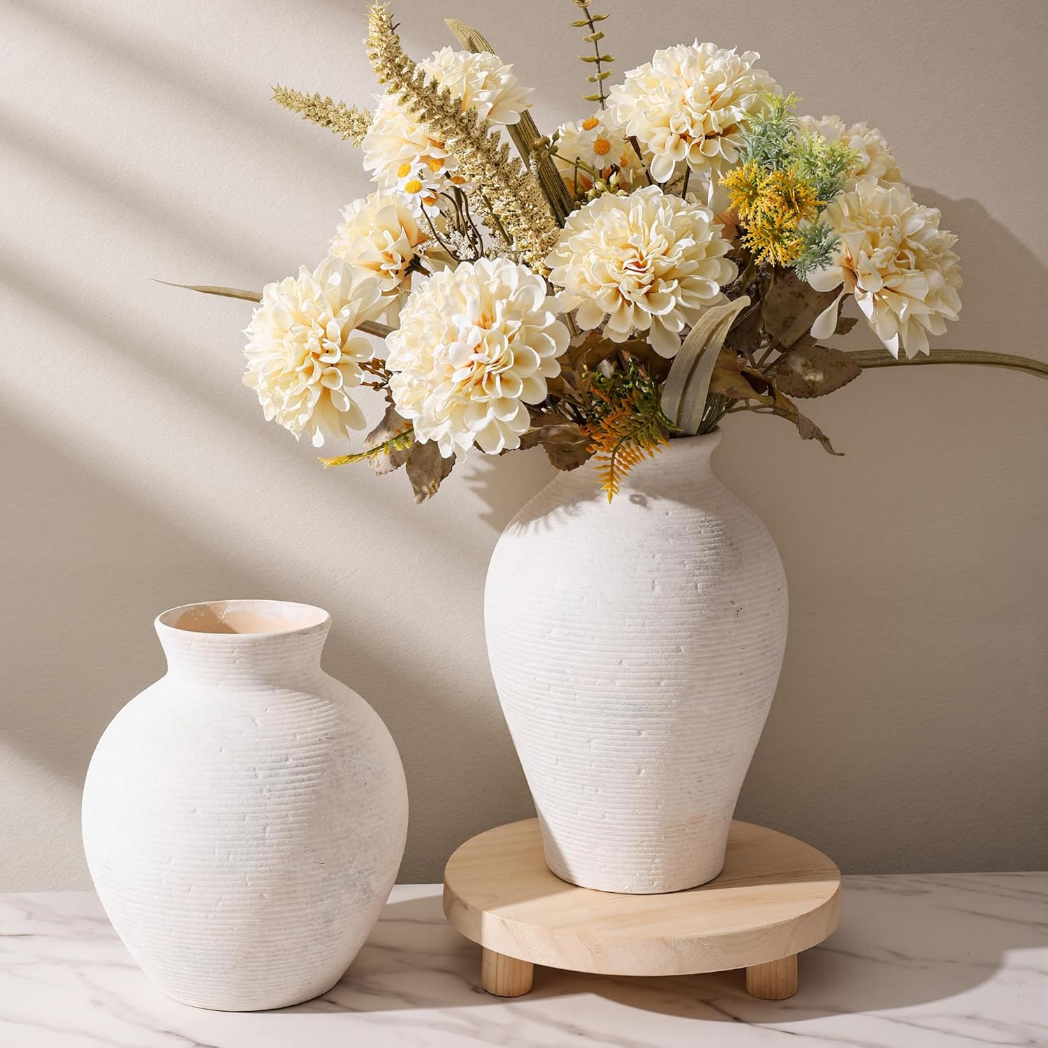 Ceramic Flower Vase Home Decor, 7.4 in Farmhouse Table Vases Rustic Vintage Livi... - Image 8