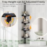 shuang qing 360° Rotating Corner Shower Caddy Tension Pole Organizer - 4-Tier Ad... - Image 4