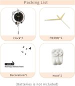 FLEBLE Modern Wall Clock Decorative Wall Clocks with Pendulum Silent Non Ticking... - Image 6