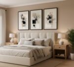 3Pcs Modern Abstract Floral Canvas Wall Art Minimalist Neutral Beige And Black F... - Image 6