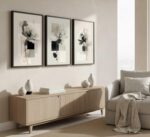 3Pcs Modern Abstract Floral Canvas Wall Art Minimalist Neutral Beige And Black F... - Image 7