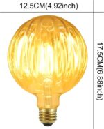 G40 LED Edison Bulb, Pumpkin Shape, Amber Hand-Blown Hard Glass, 4W 110-130V, E2... - Image 3