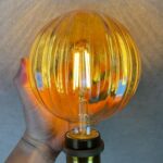 G40 LED Edison Bulb, Pumpkin Shape, Amber Hand-Blown Hard Glass, 4W 110-130V, E2... - Image 4