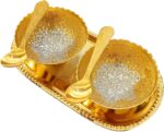 NOBILITY Bowl Spoon Tray Set Gold and Silver Plated with Red Velvet Box Dessert ... - Image 4