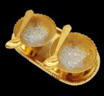 NOBILITY Bowl Spoon Tray Set Gold and Silver Plated with Red Velvet Box Dessert ... - Image 5