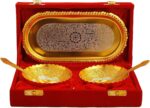 NOBILITY Bowl Spoon Tray Set Gold and Silver Plated with Red Velvet Box Dessert ... - Image 6