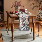patdrea Designer Blue Cottage Rustic Floral Patterned Linen Table Runner 87 Inch... - Image 4