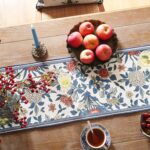 patdrea Designer Blue Cottage Rustic Floral Patterned Linen Table Runner 87 Inch... - Image 5