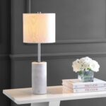 JONATHAN Y 25.5" White Marble and Chrome Modern LED Table Lamp, Minimalist Iron ... - Image 3