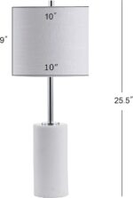 JONATHAN Y 25.5" White Marble and Chrome Modern LED Table Lamp, Minimalist Iron ... - Image 4