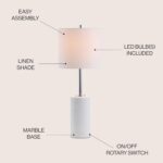 JONATHAN Y 25.5" White Marble and Chrome Modern LED Table Lamp, Minimalist Iron ... - Image 5