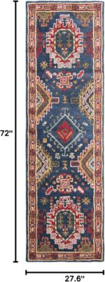 SAFAVIEH Heritage Collection Runner Rug - 2'3" x 6', Navy & Red, Handmade Tradit... - Image 3