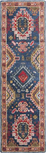 SAFAVIEH Heritage Collection Runner Rug - 2'3" x 6', Navy & Red, Handmade Tradit... - Image 4
